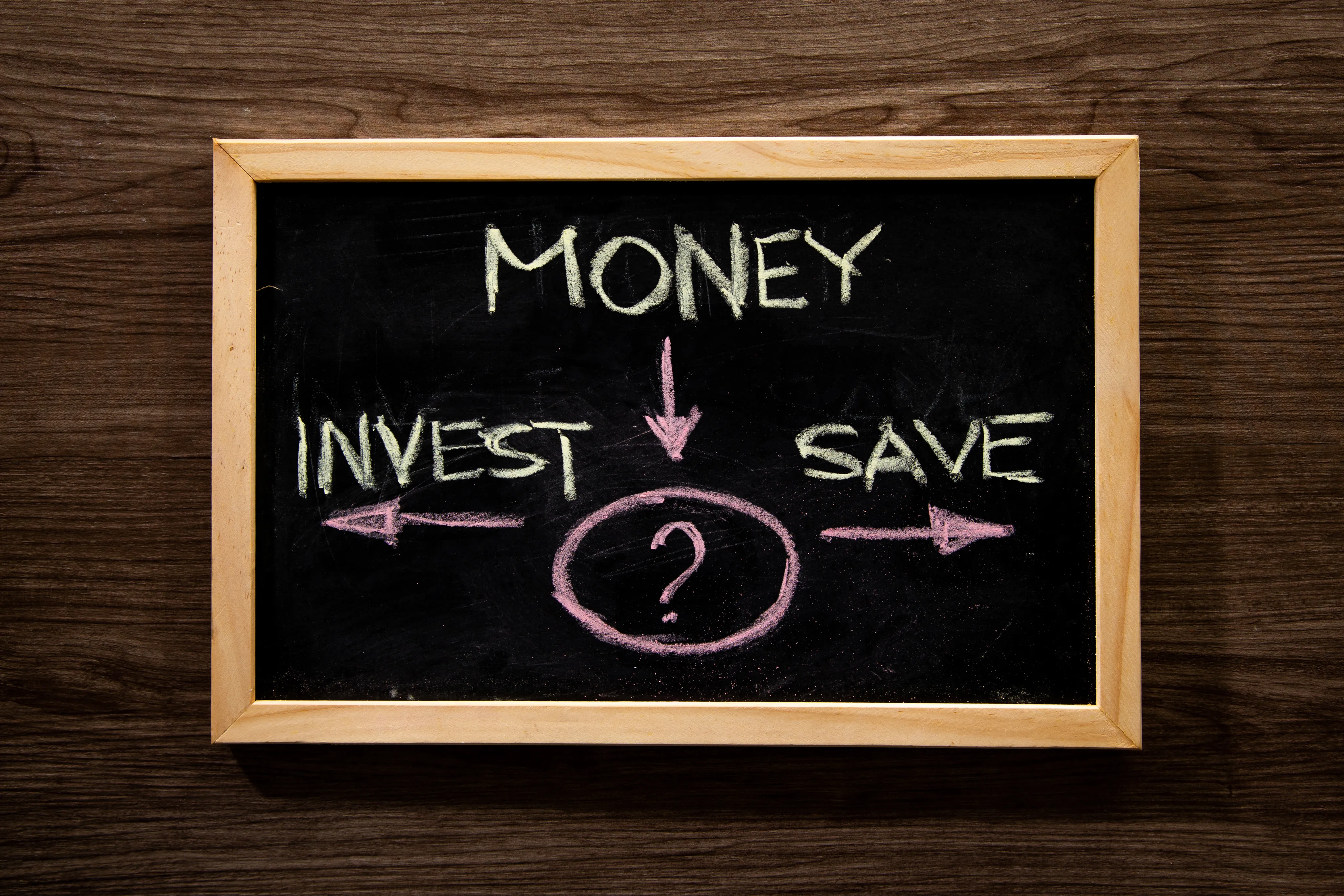 Money Invest Save chalkboard